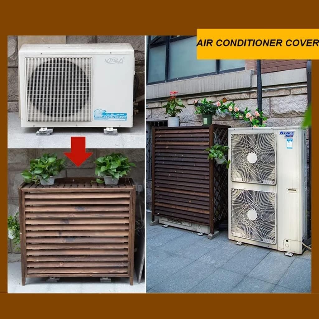  Housse En Bois Massif Pour Climatiseur – Grille Décorative Pour Climatiseurs Et Pompes à Chaleur Améliore La Protection Esthétique De La Maison Design Résistant Aux Intempéries