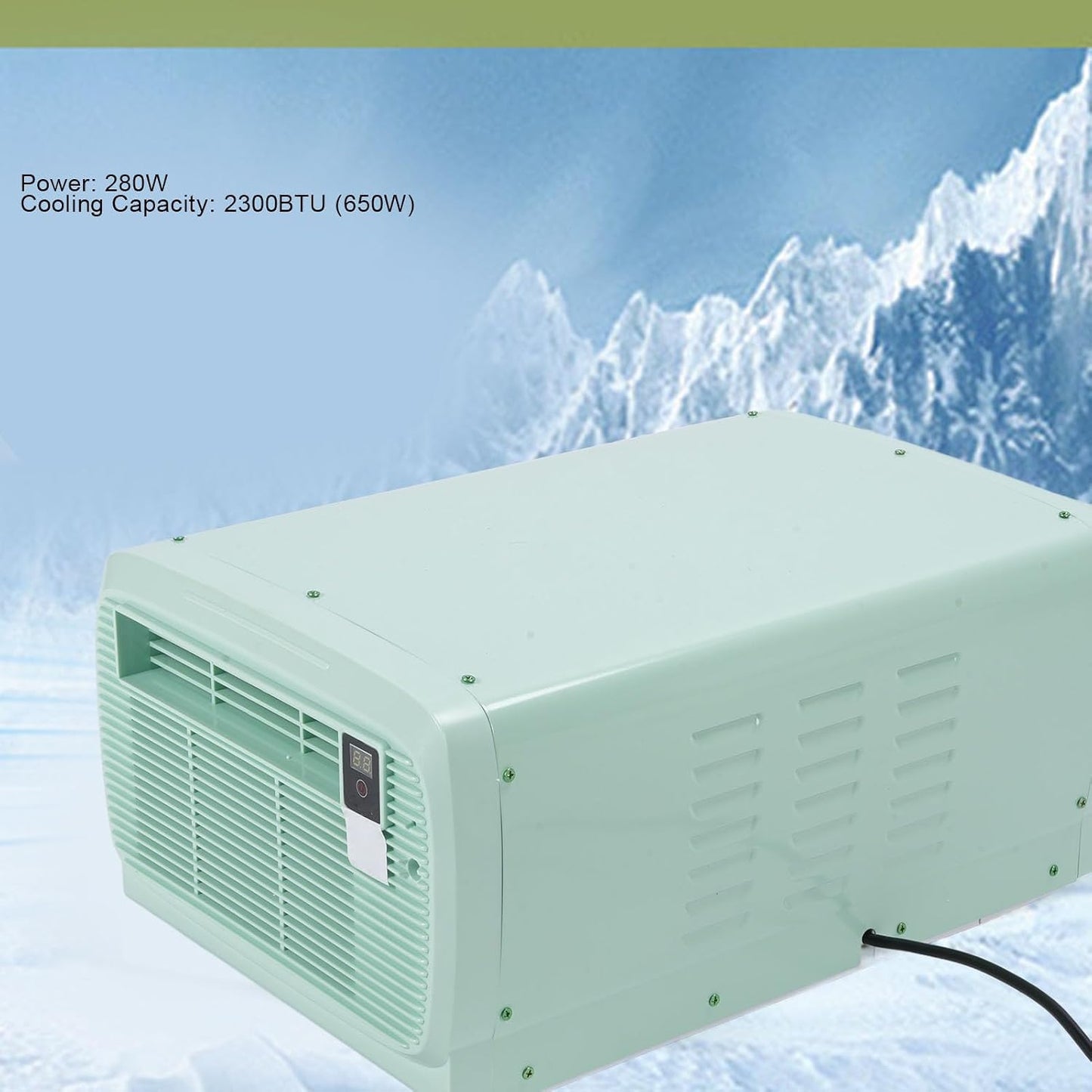  Climatiseur Portable, Camping AC 2300 BTU Avec Commande Vocale En Anglais Et Télécommande Pour Tente De Camping-car, Utilisation En Extérieur, Léger, économie D'énergie, Faible (Prise UE 220V)
