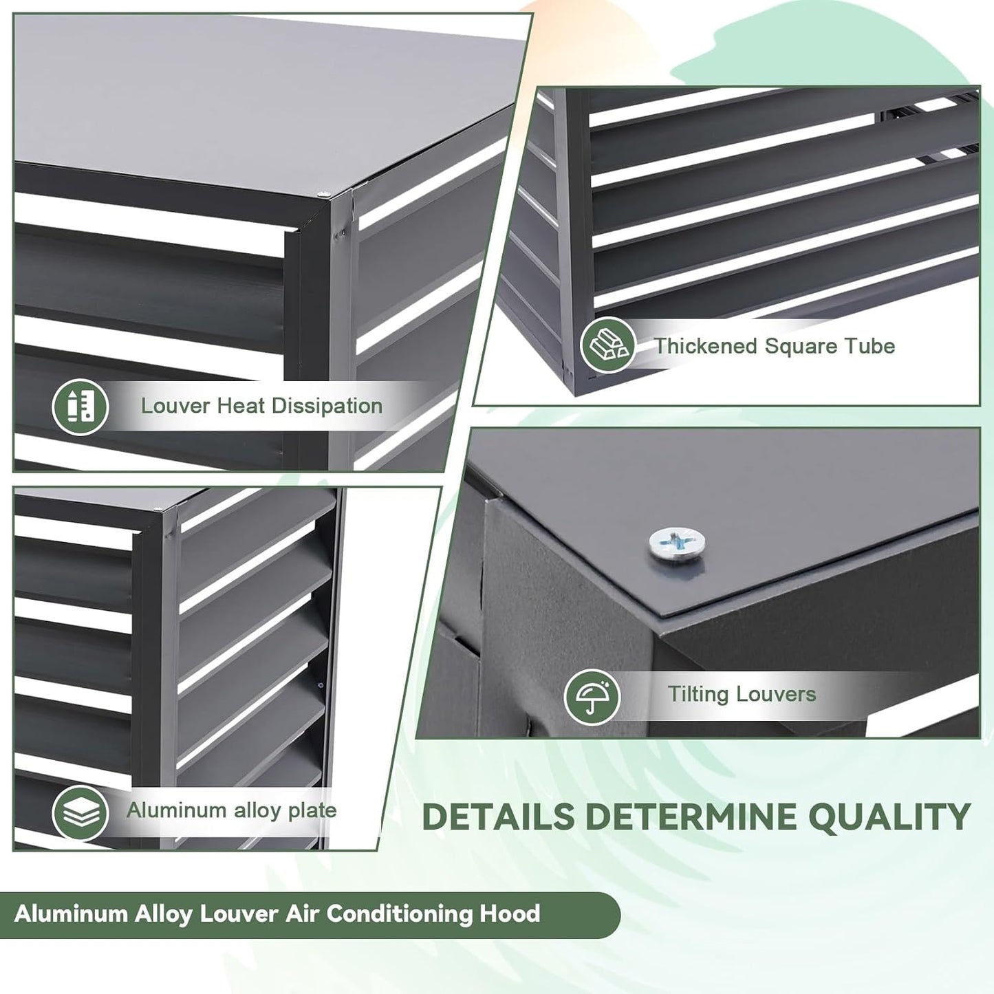 GENERIC Housse De Protection En Aluminium Pour Climatiseur D'extérieur – Écran De Clôture AC Résistant Aux Intempéries Et Bouclier De Protection Contre Le Condensateur – Assemblage Facile Pour Toutes Les