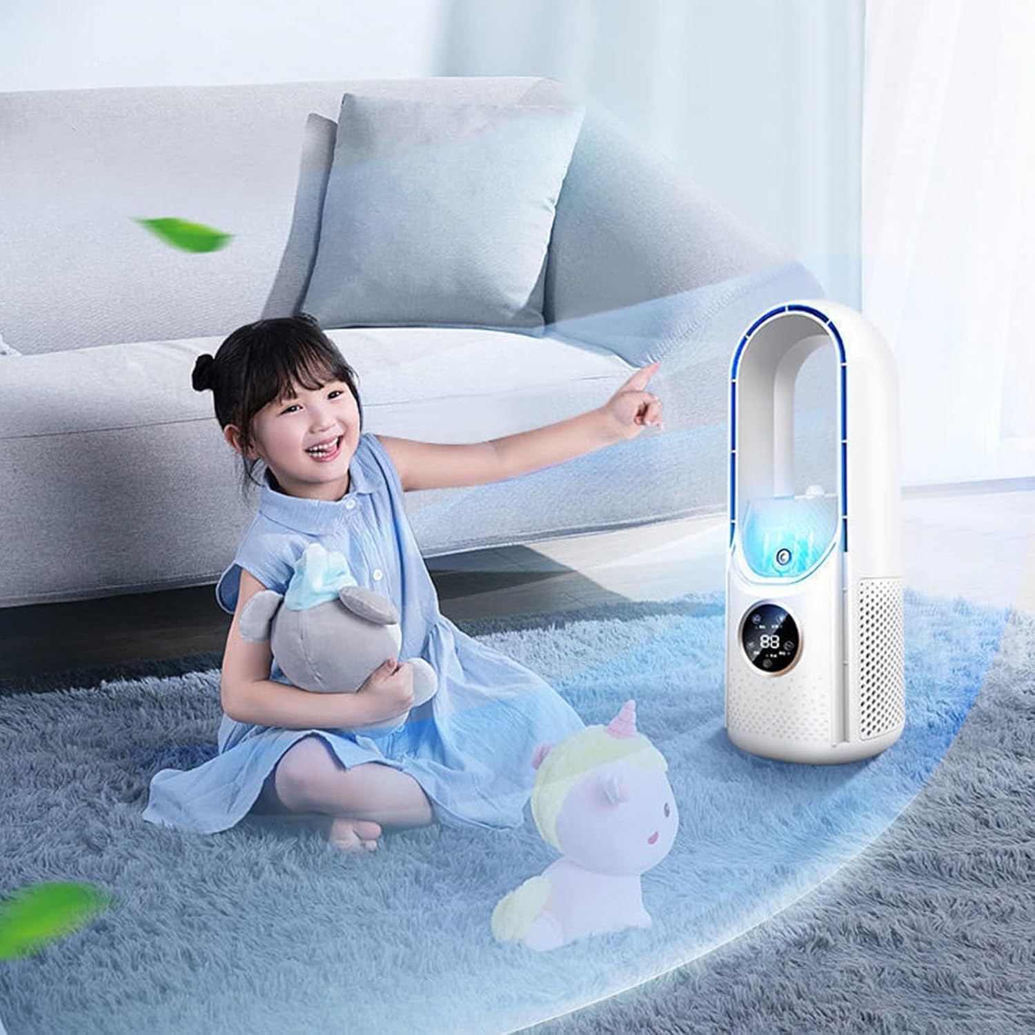  Climatiseur Silencieux, Ventilateur De Refroidissement, Refroidisseur D'air évaporatif Silencieux Sans Lames, Ventilateur De Refroidissement De Table à Alimentation Pour La Maison (Blanc)
