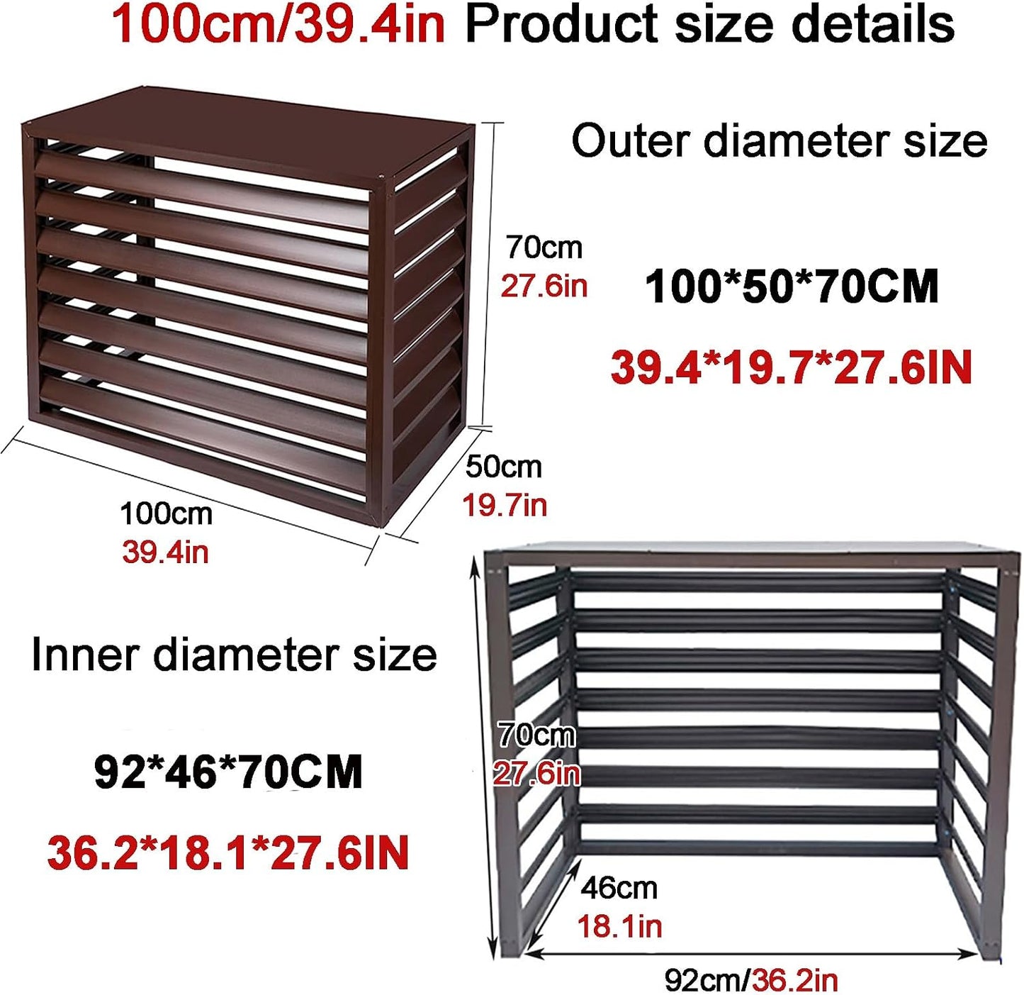  Housse De Protection En Aluminium Pour Climatiseur Et Pompe à Chaleur, Résistante Aux Intempéries, Blanc Et Gris, Taille 100 – Idéal Pour Toutes Les Saisons