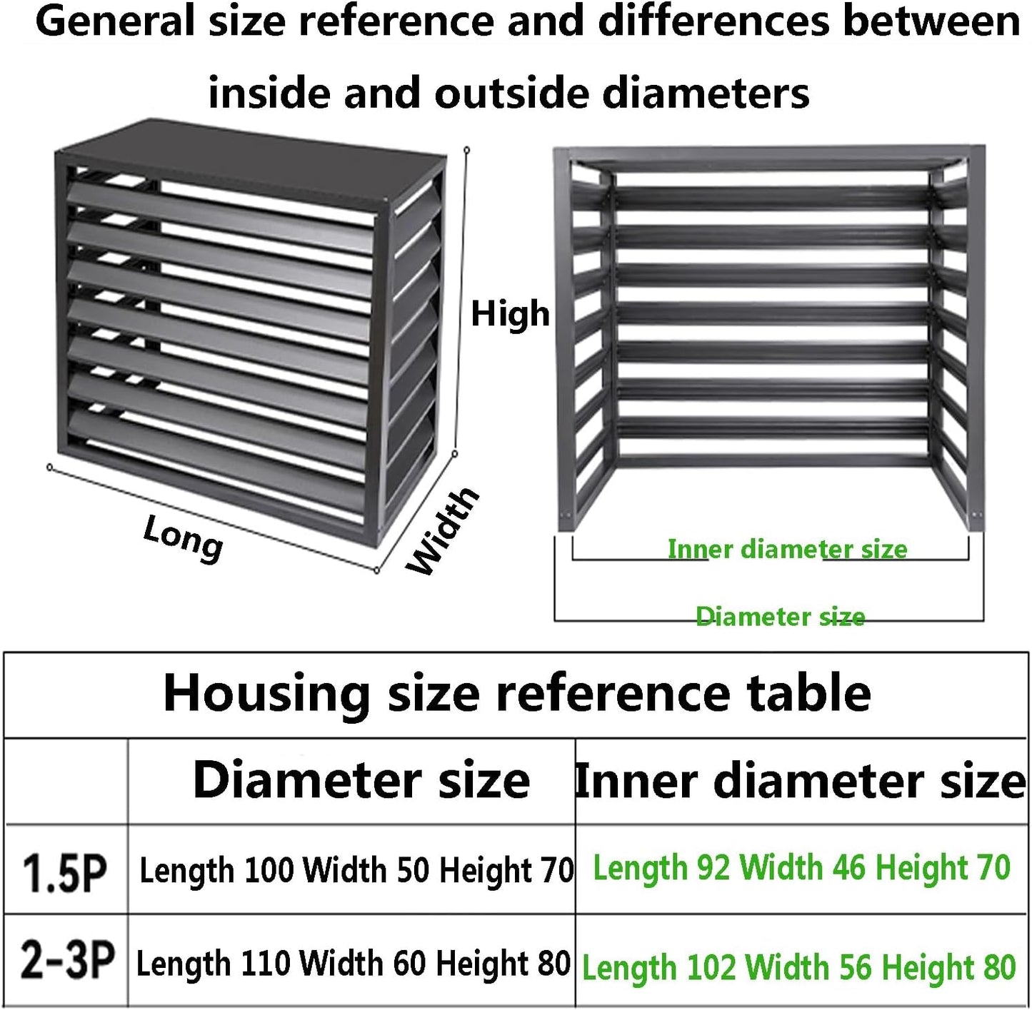 GENERIC Housse De Poubelle D'extérieur, Climatiseur Multifonction, Housse En Aluminium, Réduction Du Bruit, Installation Facile, Idéale Pour Une Utilisation Dans Le Jardin Et Le Balcon