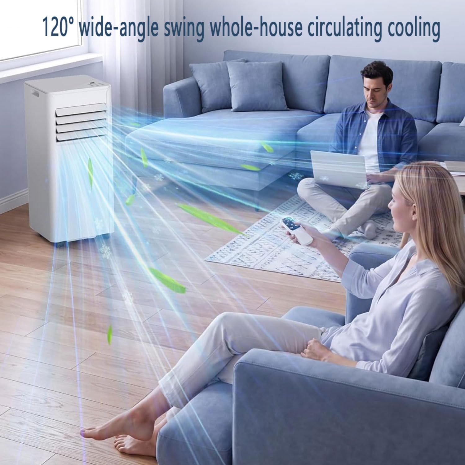 Climatiseur Portable Refroidit Jusqu'à 350 Sq.Ft.Smart Unité De Climatisation Portable Avec Télécommande Unité De Climatisation Silencieuse Avec Ventilateur Frais Et Sec Modes De Sommeil Kits De Fenêt