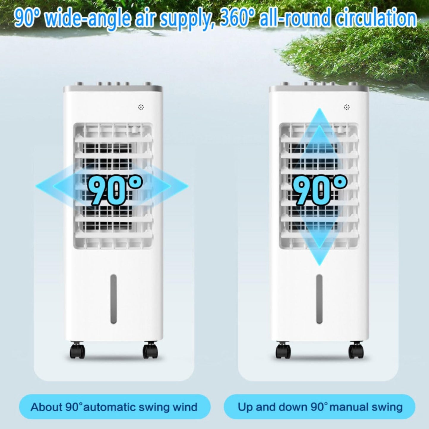 GENERIC Climatiseur Portable 9 L, écran LED, 3 Vitesses, Oscillation à 90°, Minuterie 8H, Humidificateur Pour La Maison, Le Bureau Et La Chambre à Coucher