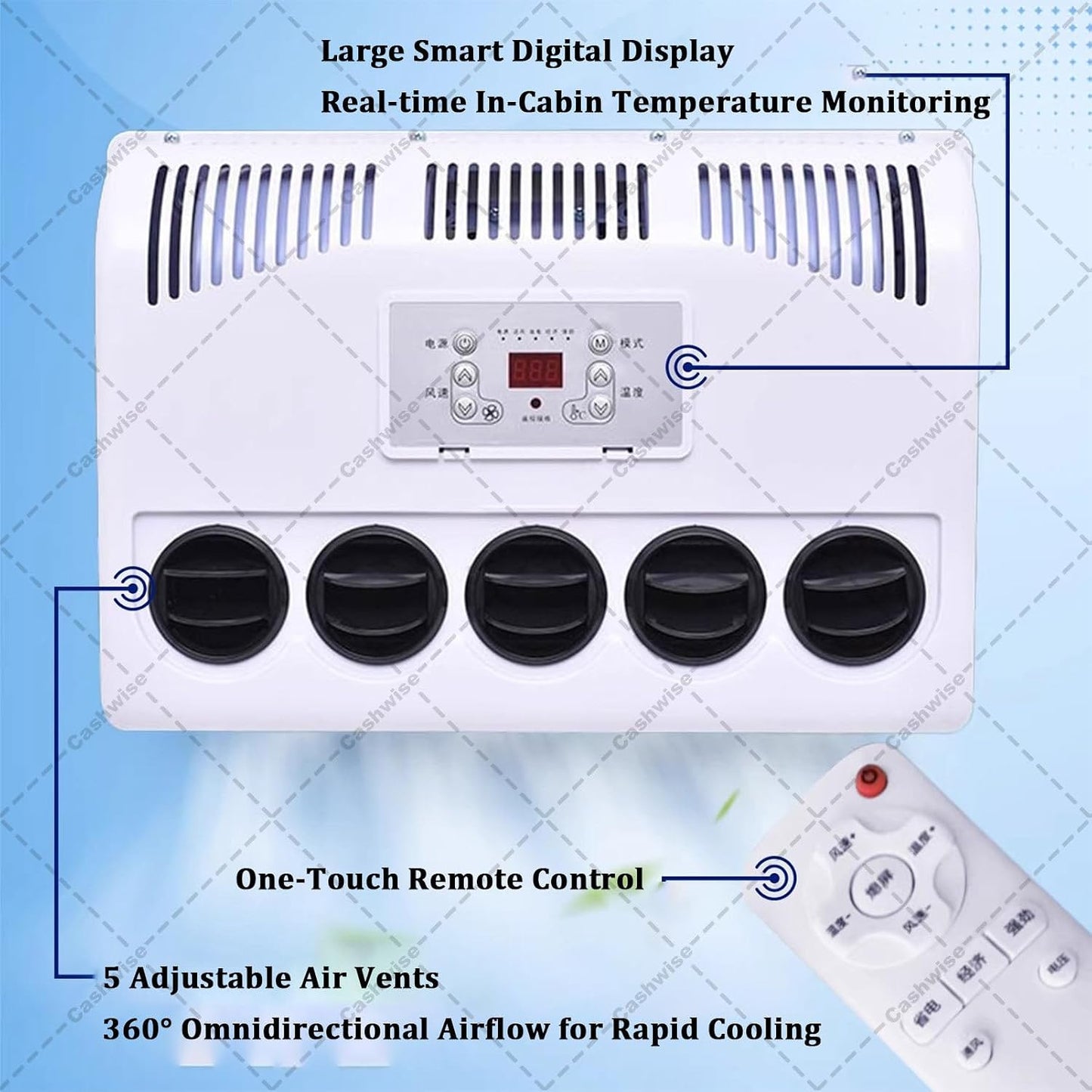 GENERIC Climatiseur De Véhicule Récréatif De Type Fendu 11000BTU Unité De Climatisation électrique Pour Camion, Cabine Et Camping-car, Refroidissement Rapide, Fonctionnement Silencieux