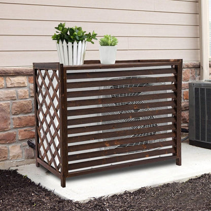  Housse De Climatiseur En Bois - Écran Décoratif Imperméable Pour Climatiseurs Et Pompes à Chaleur 115 X 54 X 95 Cm Marron Antirouille Résistant à La Corrosion Support Pou