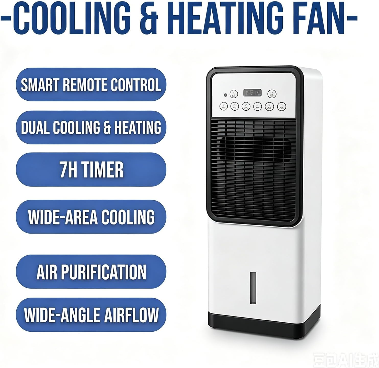 GENERIC Climatiseur Portable 12000 BTU Avec Chauffage, Unité AC 4-en-1 Refroidissement Et Chauffage, Déshumidificateur Et Ventilateur – Télécommande, Minuterie 8H, Pour Chambre, Bureau, Camping-Car, Garage