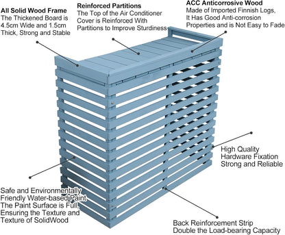  Housses Décoratives Pour Climatiseur Pour Clôture Extérieure – Housse élégante Pour Unité De Climatisation Avec Support De Plante En Bois Et Couvercle Supérieur Pour Une Protection Améliorée Et Un