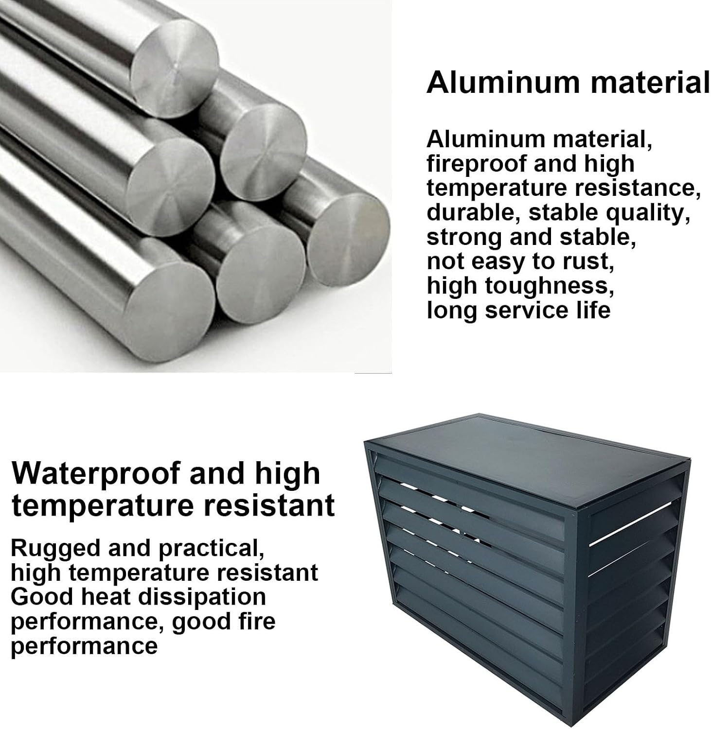 GENERIC Housse De Protection Pour Climatiseur D'extérieur – Protection En Aluminium Pour Unités Extérieures – Housse De Condensateur Résistante Aux Intempéries – Cache Le Climatiseur Avec Clôture Décorative
