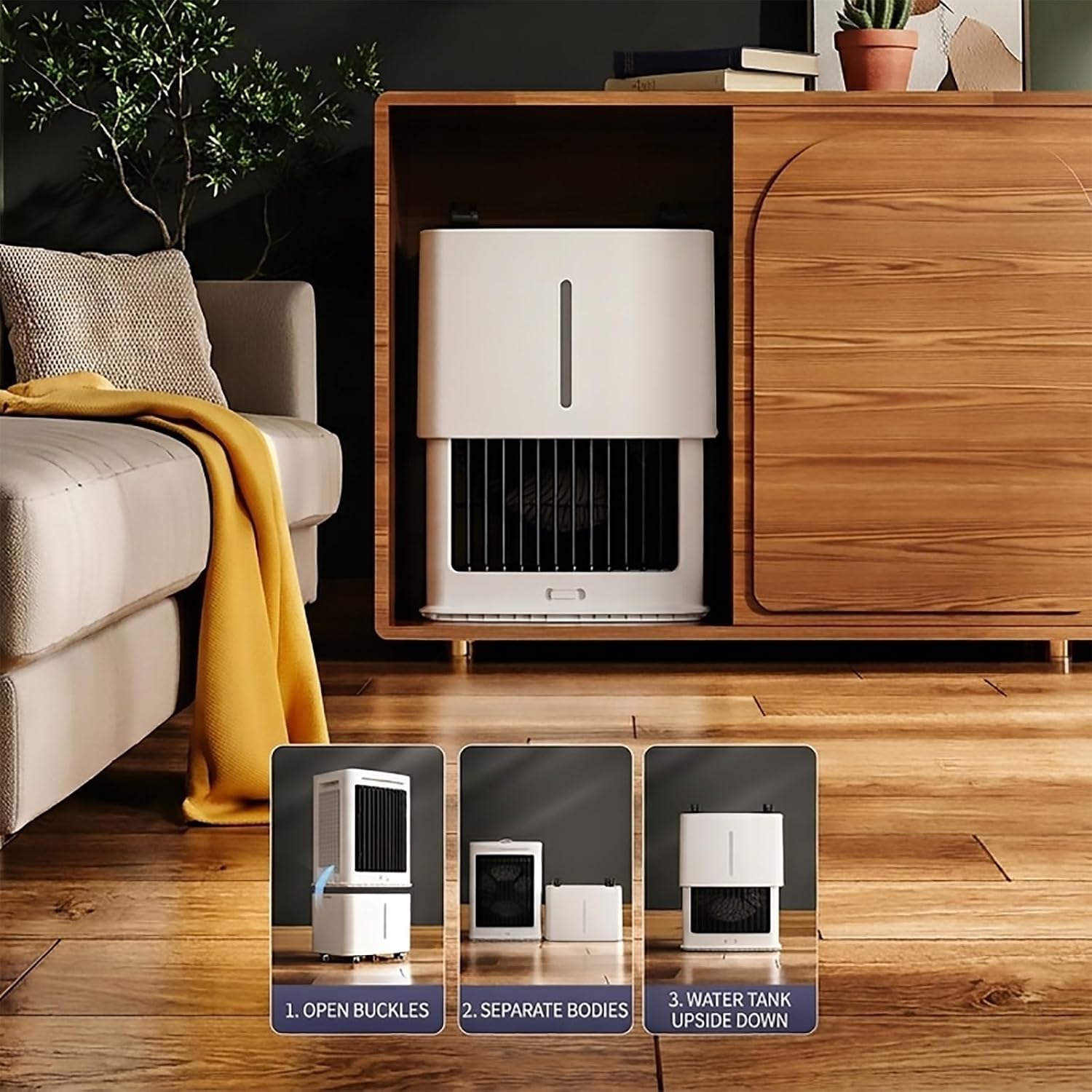  Mini Silencieux Climatiseur Portable 25L, Rafraîchisseur D'Air 3‑en‑1 Avec Télécommande, 3 Vitesses, Minuterie 12 H, Blocs Réfrigérants, Pour La Maison, La Terrasse, Le Garage Et Le Restaurant
