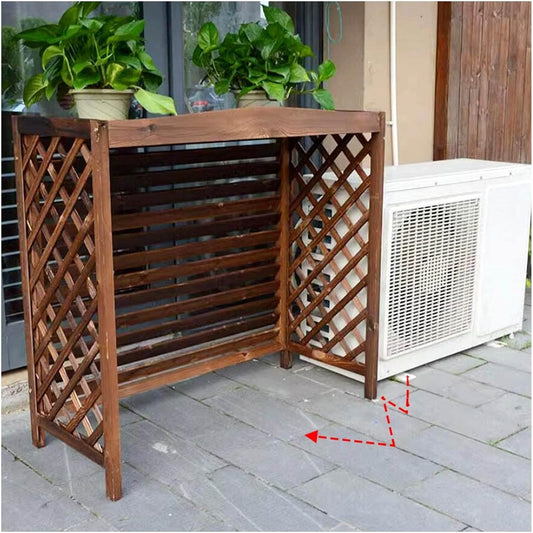GENERIC Housse De Climatiseur En Bois Avec Volets Extérieurs - Cadre élégant - Panier Caché - Installation Facile Pour La Maison Et Le Jardin