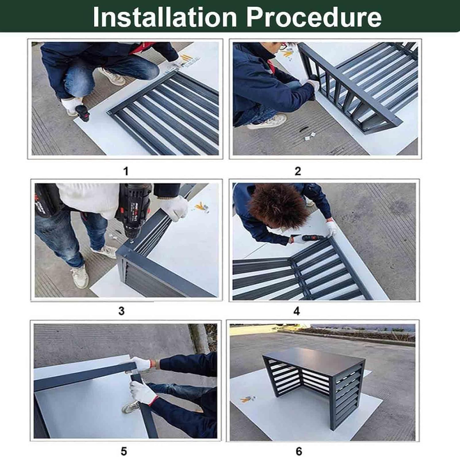 GENERIC Housse En Aluminium Résistant Aux Intempéries Pour Climatiseur - Protection Extérieure - Décoration - Réduction Du Bruit - Boîte De Pompe à Chaleur - Abri Pour Unité De Climatisation