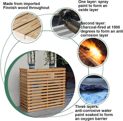  Housse En Bois Pour Climatiseur – Clôture De Protection Pour Pompe à Chaleur Extérieure élégante Pour Jardin Et Résistant Aux Intempéries, Parfaite Pour Dissimuler Le Climatiseur