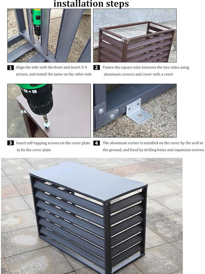  Housse De Climatiseur D'extérieur En Aluminium Résistant Aux Intempéries – Bouclier Décoratif Pour Unités AC Et Poubelles – Protection Pour équipement Et Unités D'extérieur