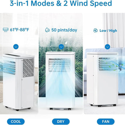  Climatiseur Portable Refroidit Jusqu'à 350 Sq.Ft.Smart Unité De Climatisation Portable Avec Télécommande Unité De Climatisation Silencieuse Avec Ventilateur Frais Et Sec Modes De Sommeil Kits De Fenêt
