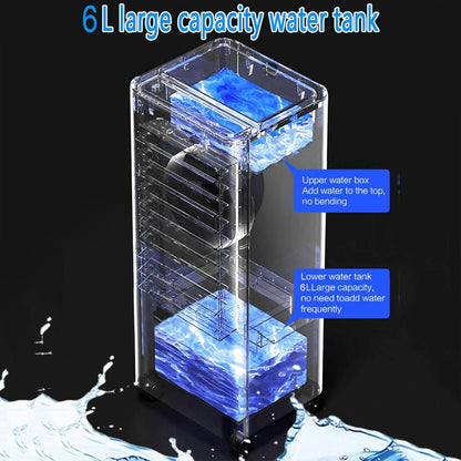 GENERIC Climatiseur Portable 3-en-1, Rafraîchisseur D’Air Évaporatif De 6L Avec Écran LED Et Oscillation à 90°, 3 Vitesses De Ventilation Réglables Et Minuterie De 7,5H, Ventilateur à Air Froid Pour Ma Black