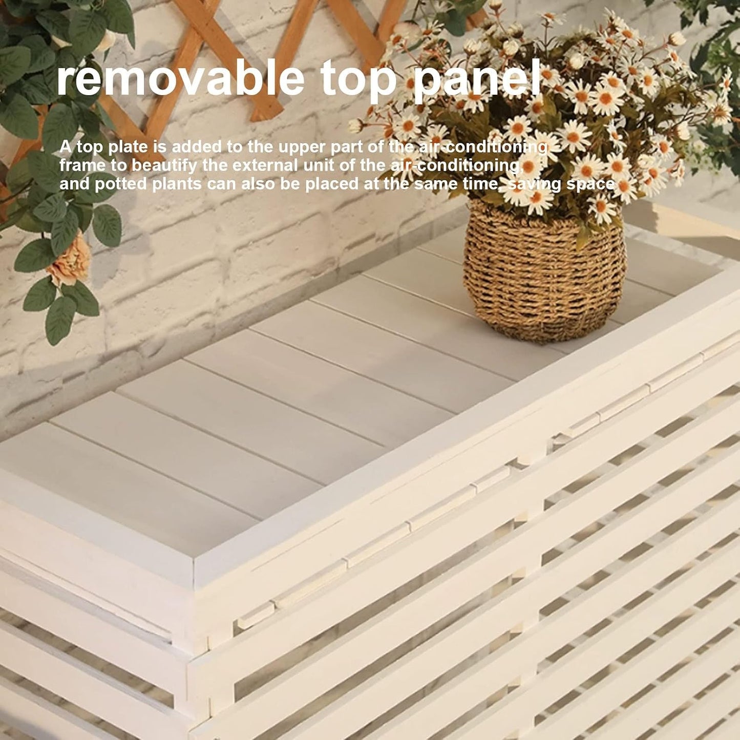  Housse De Protection Extérieure En Bois Pour Climatiseurs Et Pompes à Chaleur, Design élégant Pour Dissimuler Les Unités Et Résistant Aux Intempéries, Idéale Pour Les Terrasses Et Les Jardins