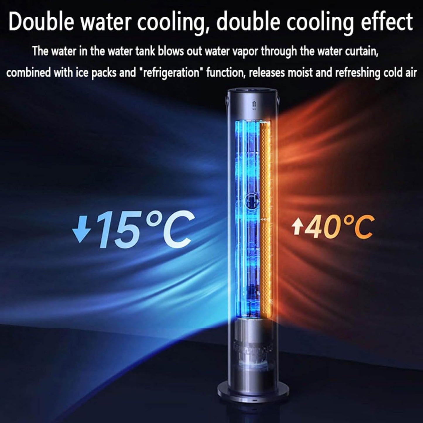 GENERIC Ventilateur De Refroidissement Portable Avec Sacs De Glace Et Ventilateur De Tour Sans Lame Silencieux à Distance Souffle D'air Froid Avec 70 ° D'oscillation 3 Vitesses 4LTank