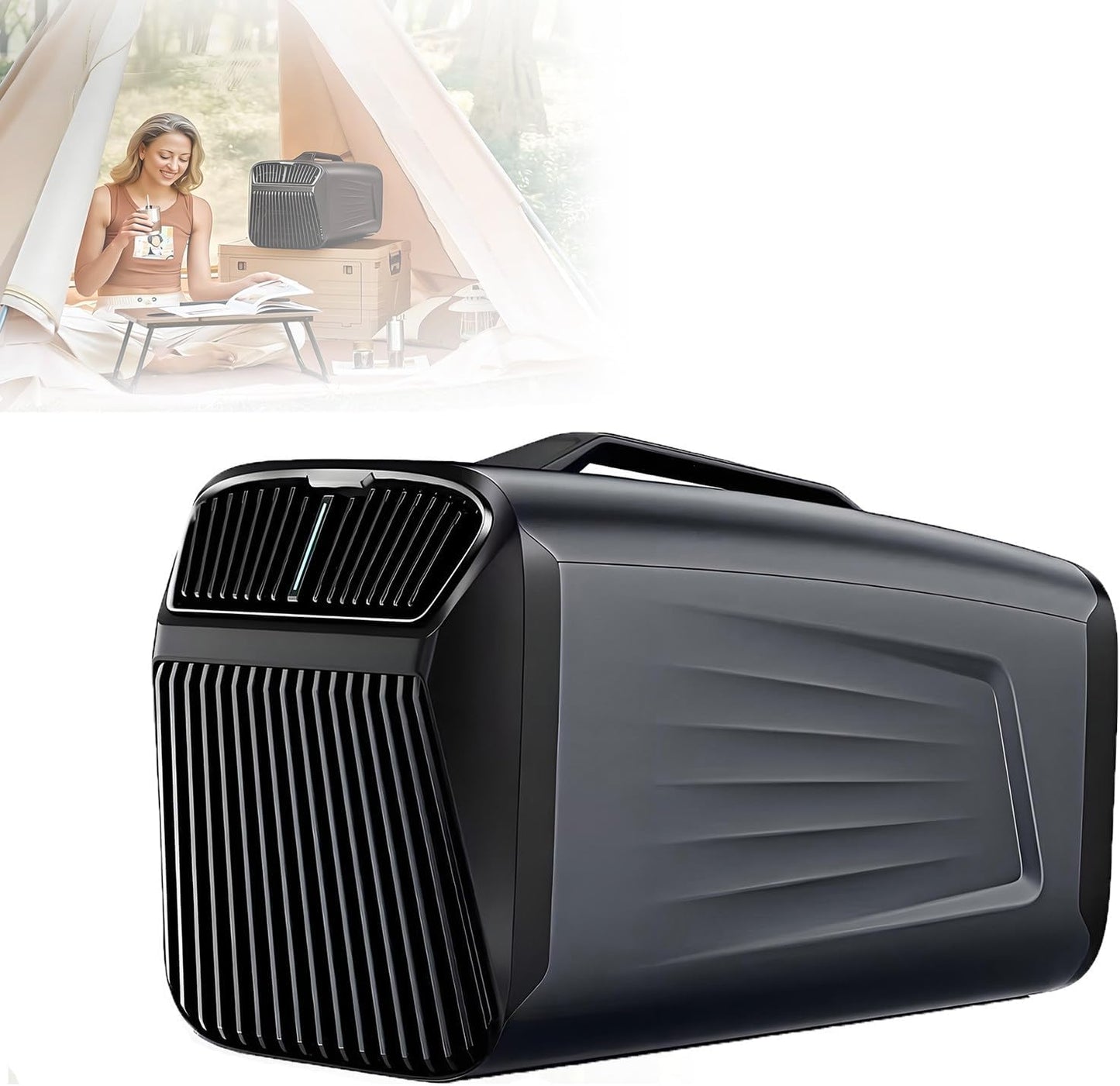  Climatiseur De Camping Portable Avec Humidificateur, Écran Tactile, Unité De Climatisation De 5200 Btu Pour Tente, Refroidissement Rapide Pour Camping-Cars, Fourgons Aménagés Et SUV Grey