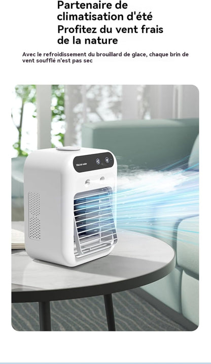  Climatiseur Portable, Ventilateur Refroidisseur D'air Silencieux Portable, Refroidisseur D'air 500 Ml, Ventilateur De Refroidissement De Bureau 3 En 1 Pour Chambre, Bureau, Dortoir étudiant