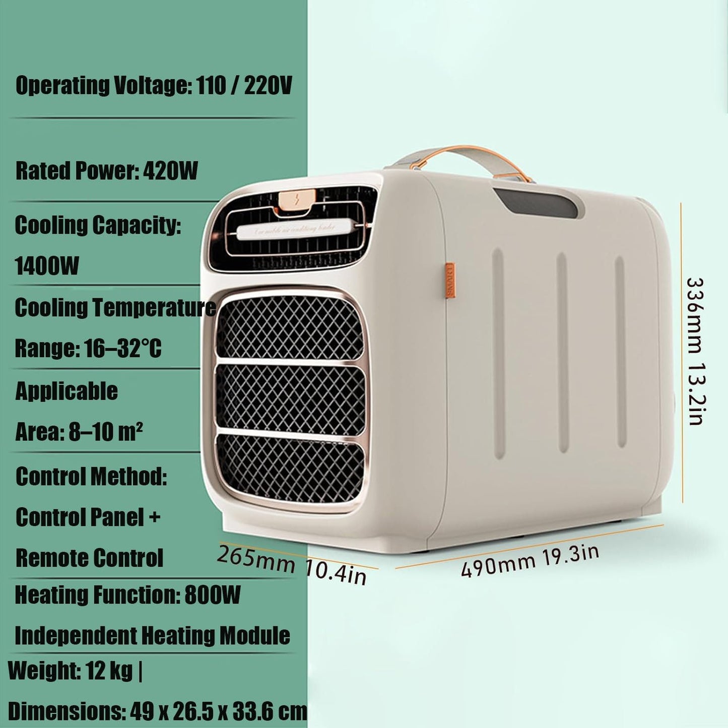  Climatiseur Portable, Climatiseur De Camping Réversible, Température De Refroidissement : 16–32 °C, Surface Couverte : 8–10 M², Idéal Pour Tentes, Camions, Voitures, Camping-cars Et Vans Aménagés.