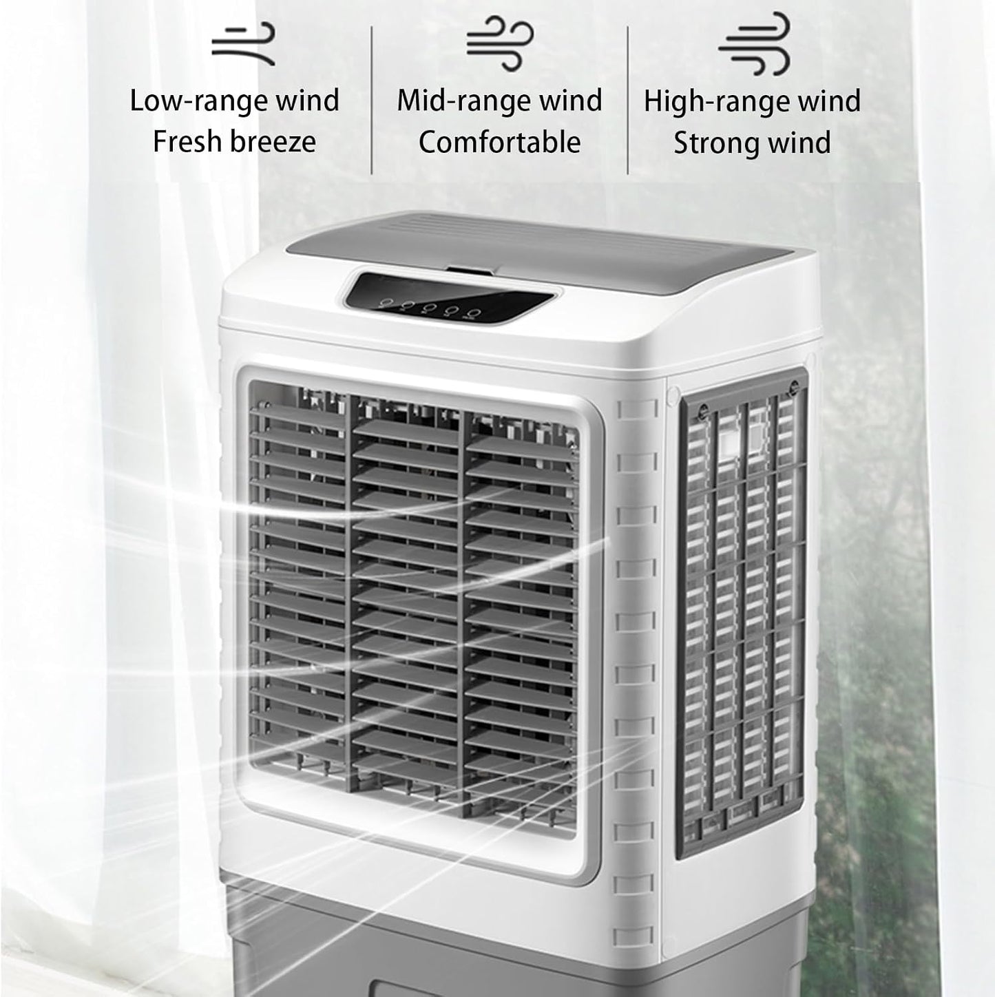  Climatiseur Portable À Évaporation Avec Oscillation À 55° Et 3 Vitesses De Vent, Grand Refroidisseur D'air Pour Chambre, Bureau, Usine
