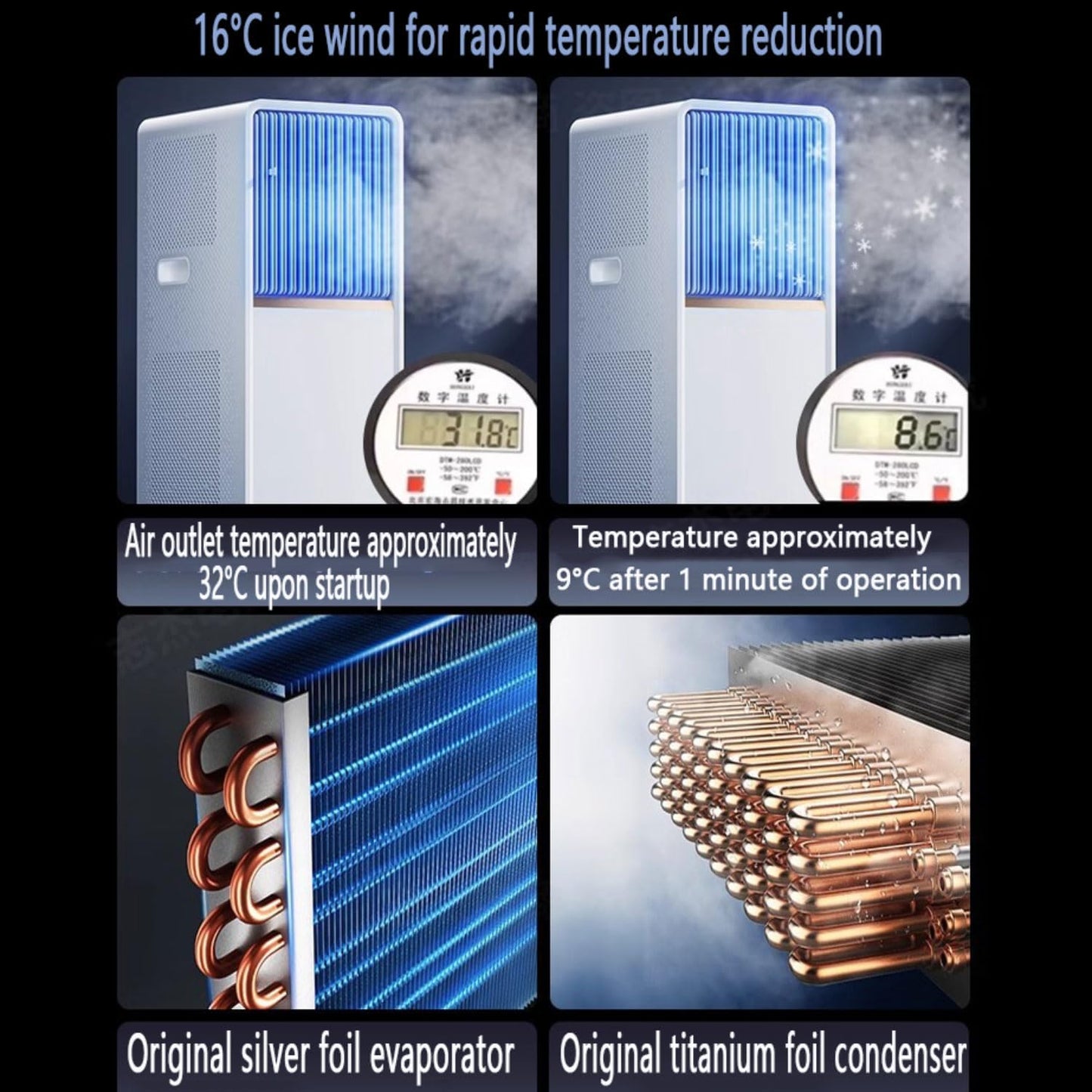  Climatiseur Portable, Unité De Climatisation Intelligente Avec Déshumidificateur Cool Et Modes De Ventilateur, Télécommande, Minuterie 24H, Kit De Fenêtre, Pas De Mur Requis Pour Le Bureau De La Chamb