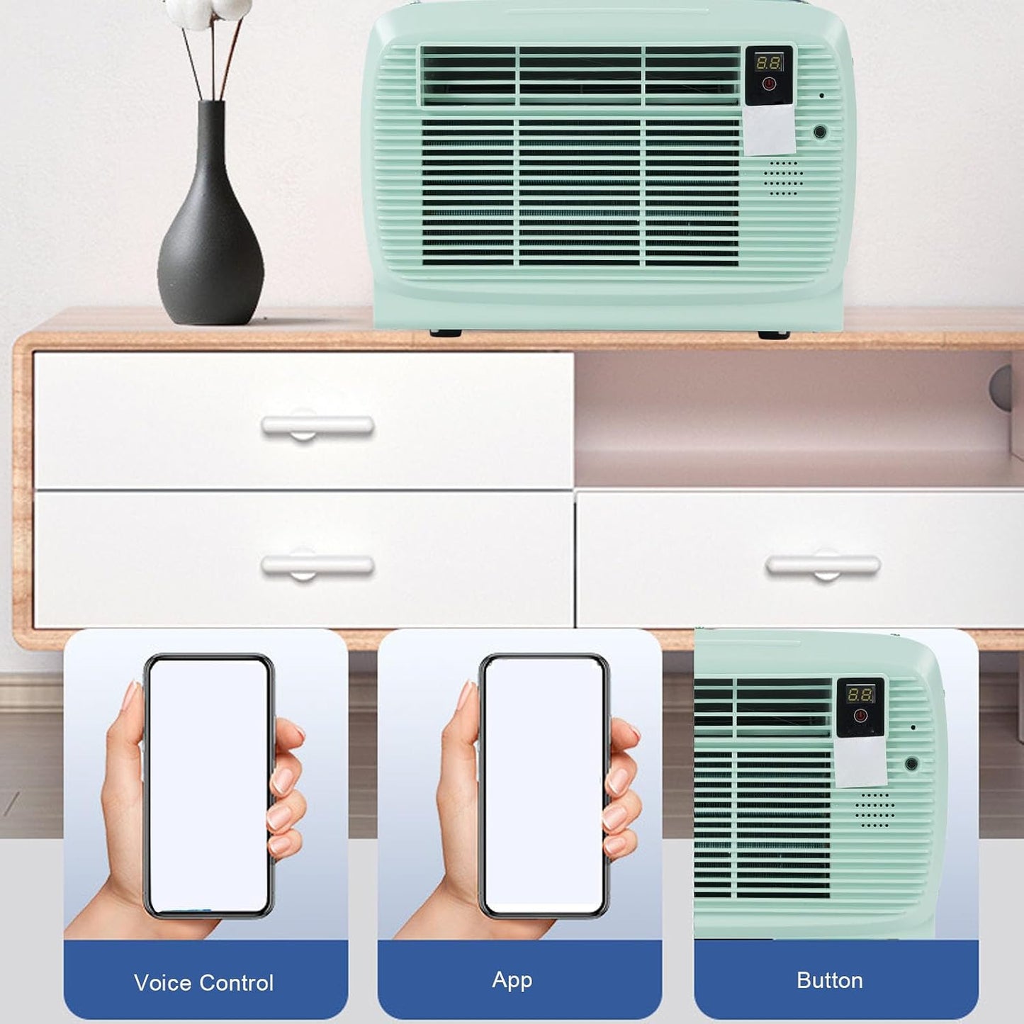  Climatiseur Portable, Camping AC 2300 BTU Avec Commande Vocale En Anglais Et Télécommande Pour Tente De Camping-car, Utilisation En Extérieur, Léger, économie D'énergie, Faible (Prise UE 220V)