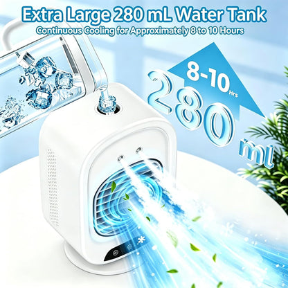  ZVD Climatiseur Mobile Portable,Mini Refroidisseur D'Air 4 En 1 (Blanc) | Silencieux,3 Vitesses,300ML,USB,Ventilateur Brumisateur,Mini Clim Pour Bureau,Chambre,Voiture,Camping