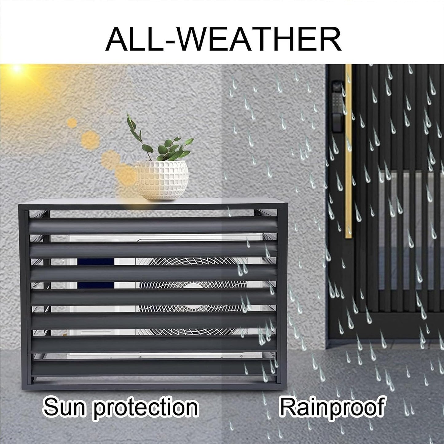 GENERIC Housse En Aluminium Pour Climatiseur Extérieur - Blanc - 100 Cm - Protège Les Unités De Climatisation - Poubelles - Sécurité Des Animaux Domestiques - Panneaux De Clôture D'isolation Des Feuilles.