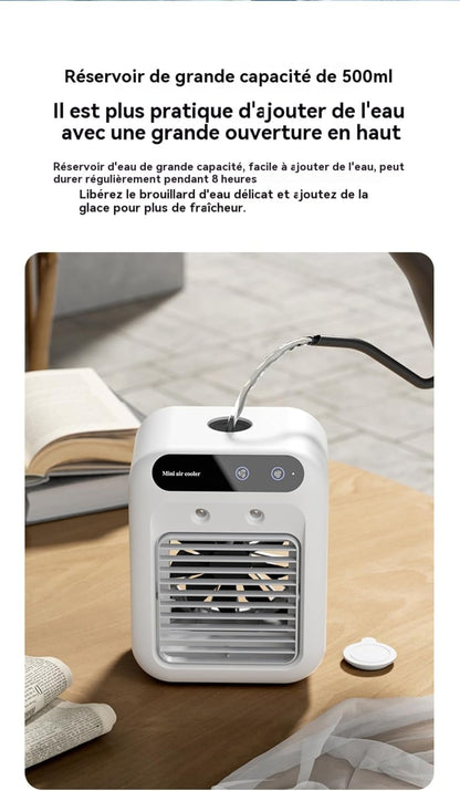  Climatiseur Portable, Ventilateur Refroidisseur D'air Silencieux Portable, Refroidisseur D'air 500 Ml, Ventilateur De Refroidissement De Bureau 3 En 1 Pour Chambre, Bureau, Dortoir étudiant