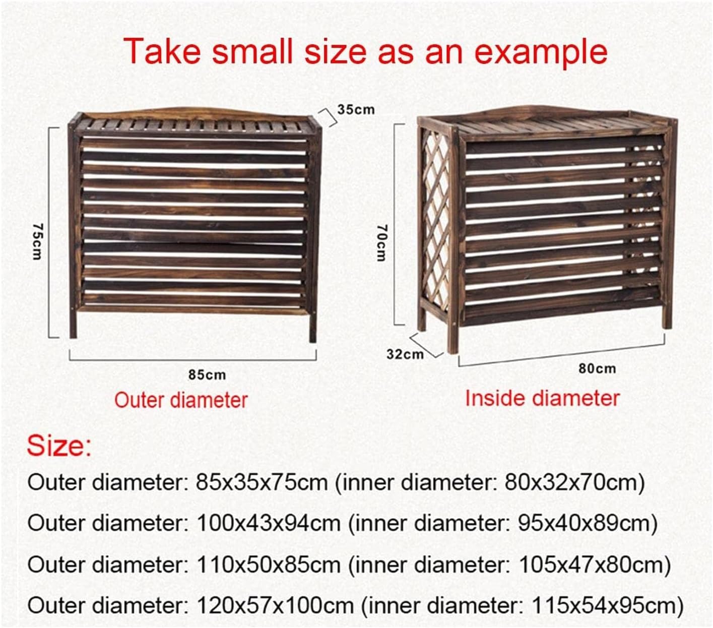  Housse En Bois Pour Climatiseur – Écran De Protection En Bois Massif Pour Climatiseurs, Pompes à Chaleur, Poubelles Et Supports De Fleurs – Obturateur élégant Pour Une Utilisation En Extérieur