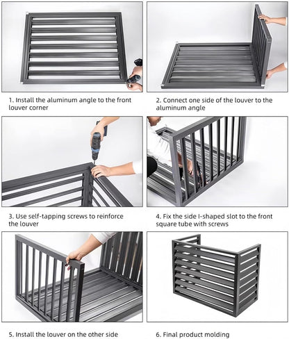 GENERIC Housse En Aluminium Pour Climatiseur Extérieur - Blanc - 100 Cm - Protège Les Unités De Climatisation - Poubelles - Sécurité Des Animaux Domestiques - Panneaux De Clôture D'isolation Des Feuilles.