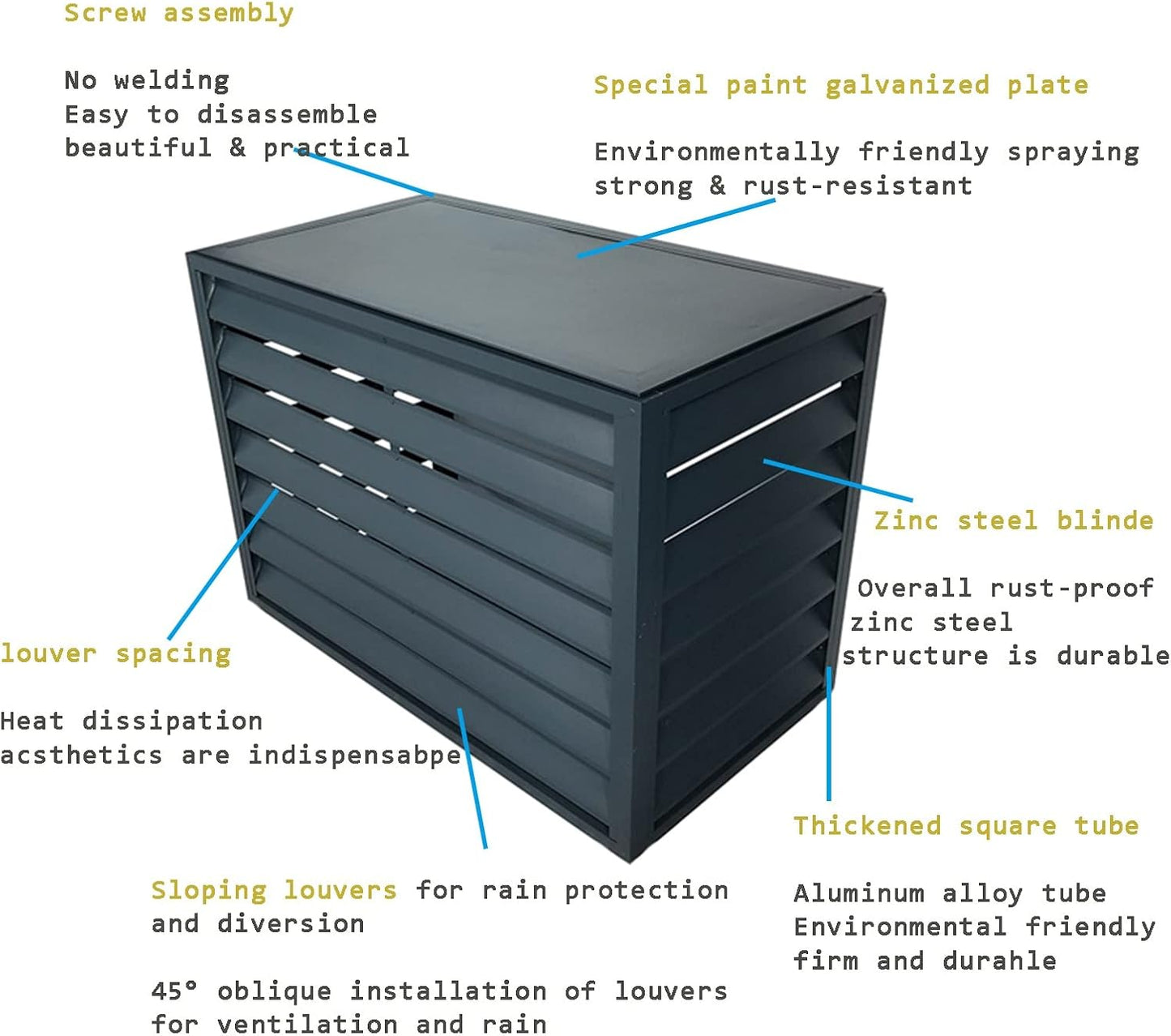 GENERIC Housse De Protection Pour Climatiseur Extérieur En Aluminium - Protection Contre Les Intempéries - Clôture Décorative Pour Unités AC Et Poubelles - Bouclier Extérieur Autonome