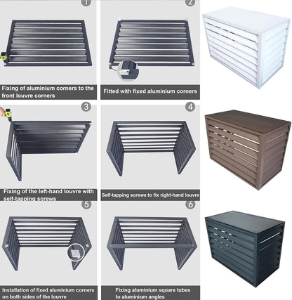 GENERIC Mini Housse De Climatiseur Fendue En Aluminium Pour Protection De Pompe à Chaleur Extérieure, Clôture élégante Pour Dissimuler Les Unités, Résistante Aux Intempéries Pour Une Utilisation En Intérieur
