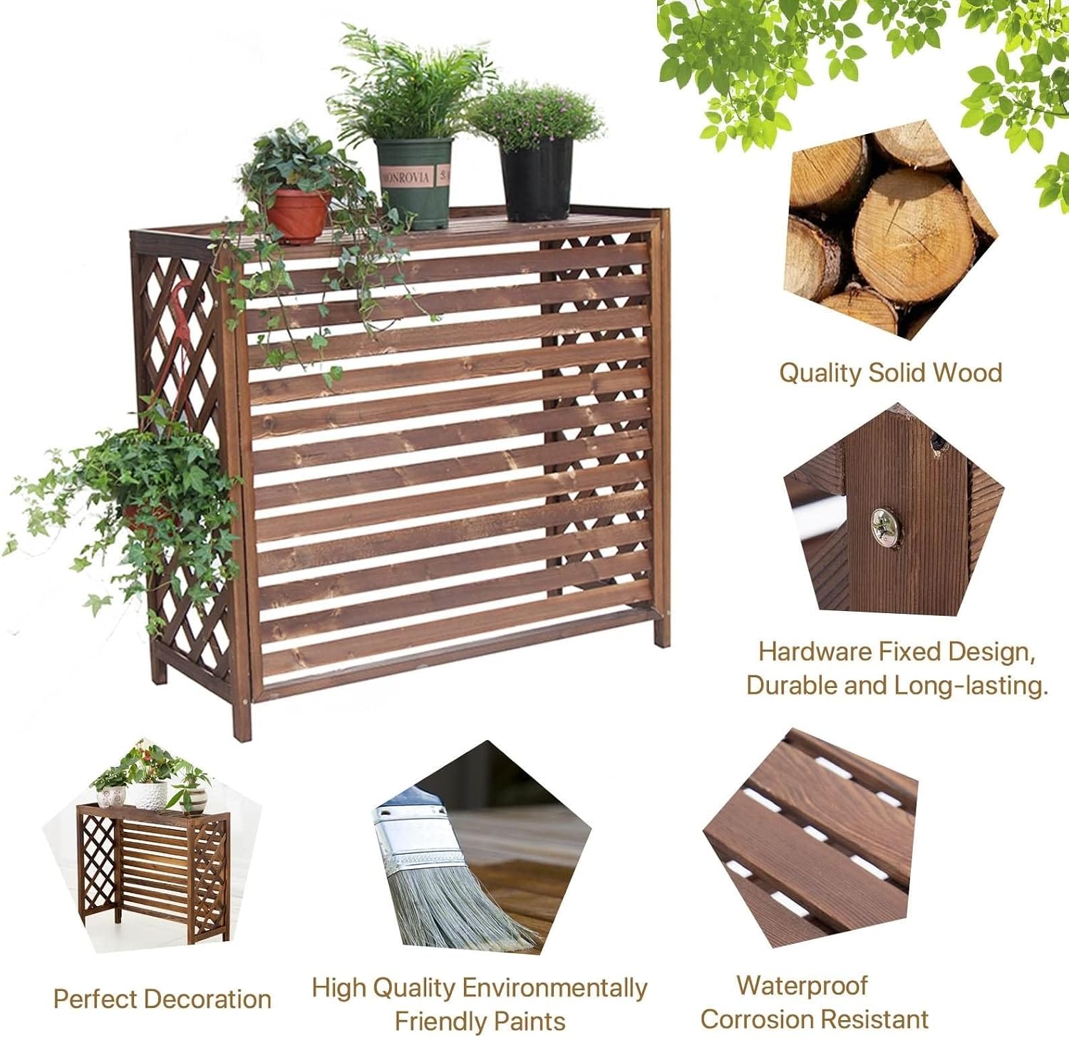  Filet De Protection Pour Climatiseur De Fenêtre, Unité De Condensation, Couvercle De Protection, Coque De Poubelle, Unité Extérieure, Décoration De Jardin, Cadre De Balcon, Plantes