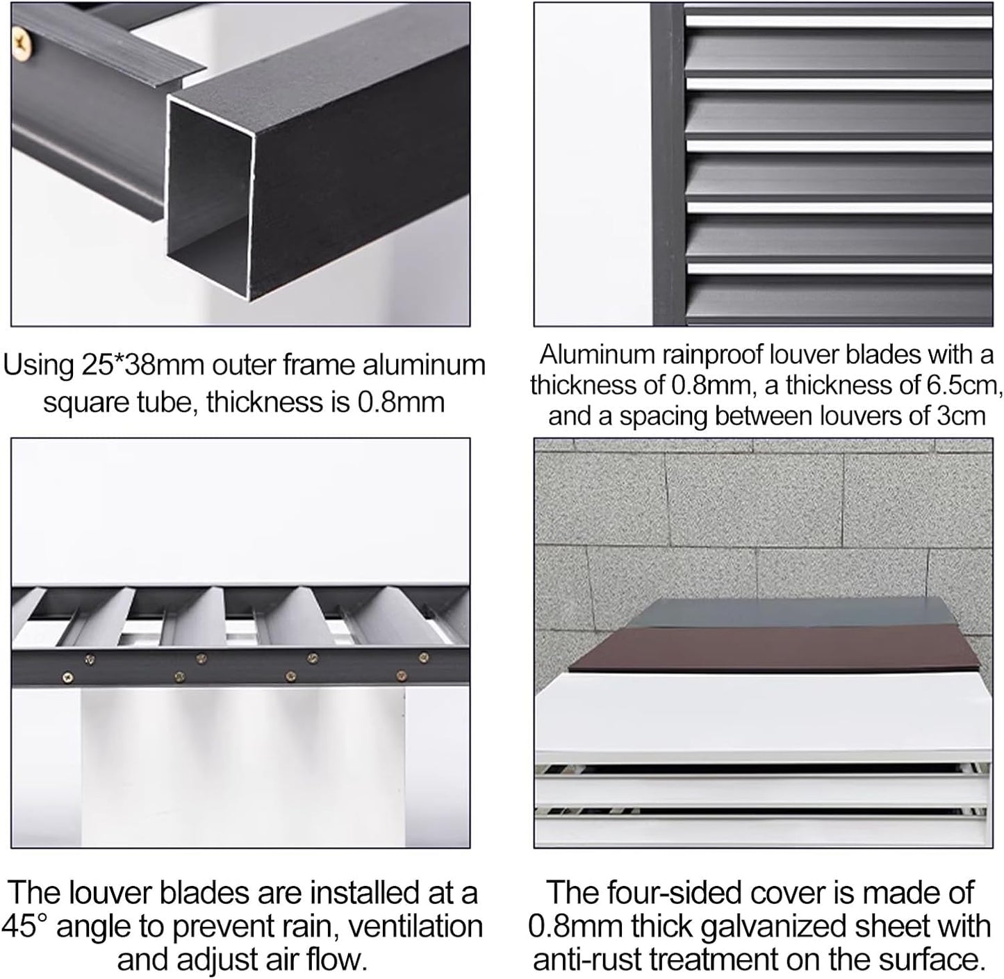 GENERIC Housse Réglable Pour Climatiseur Extérieur – Stores Divisés En Aluminium Résistant Aux Intempéries Et Bouclier De Pompe à Chaleur, Couleur élégante Pour Dissimuler L'unité AC, Clôture Durable Et