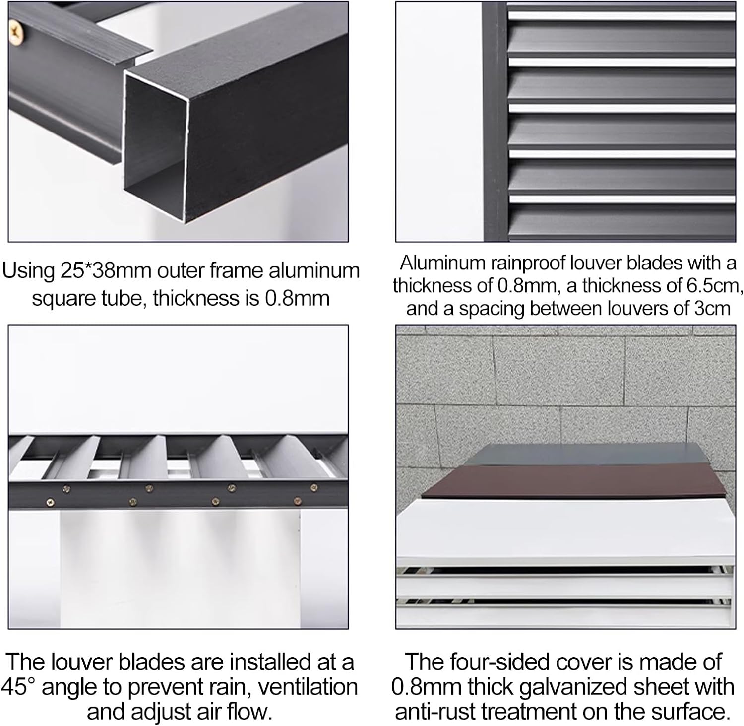 GENERIC Housse Réglable Pour Climatiseur Extérieur – Stores Divisés En Aluminium Résistant Aux Intempéries Et Bouclier De Pompe à Chaleur, Couleur élégante Pour Dissimuler L'unité AC, Clôture Durable Et