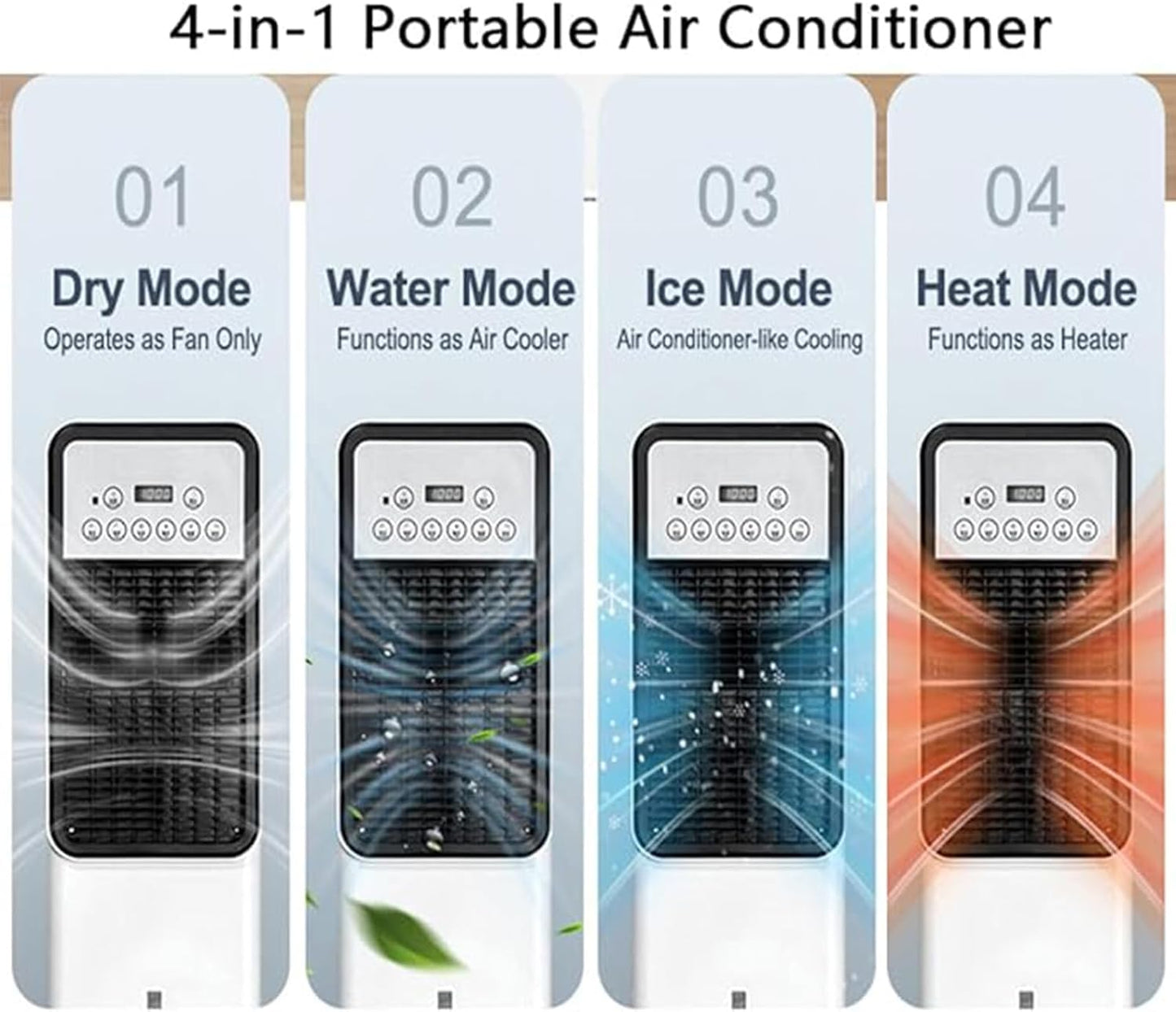 GENERIC Climatiseur Portable 12000 Btu, Refroidisseur évaporatif Et Chauffage Avec Télécommande – Classe énergétique A Pour Refroidissement Et Chauffage Mobile, Pour Chambre, Bureau, Camping-car, Cold Alone
