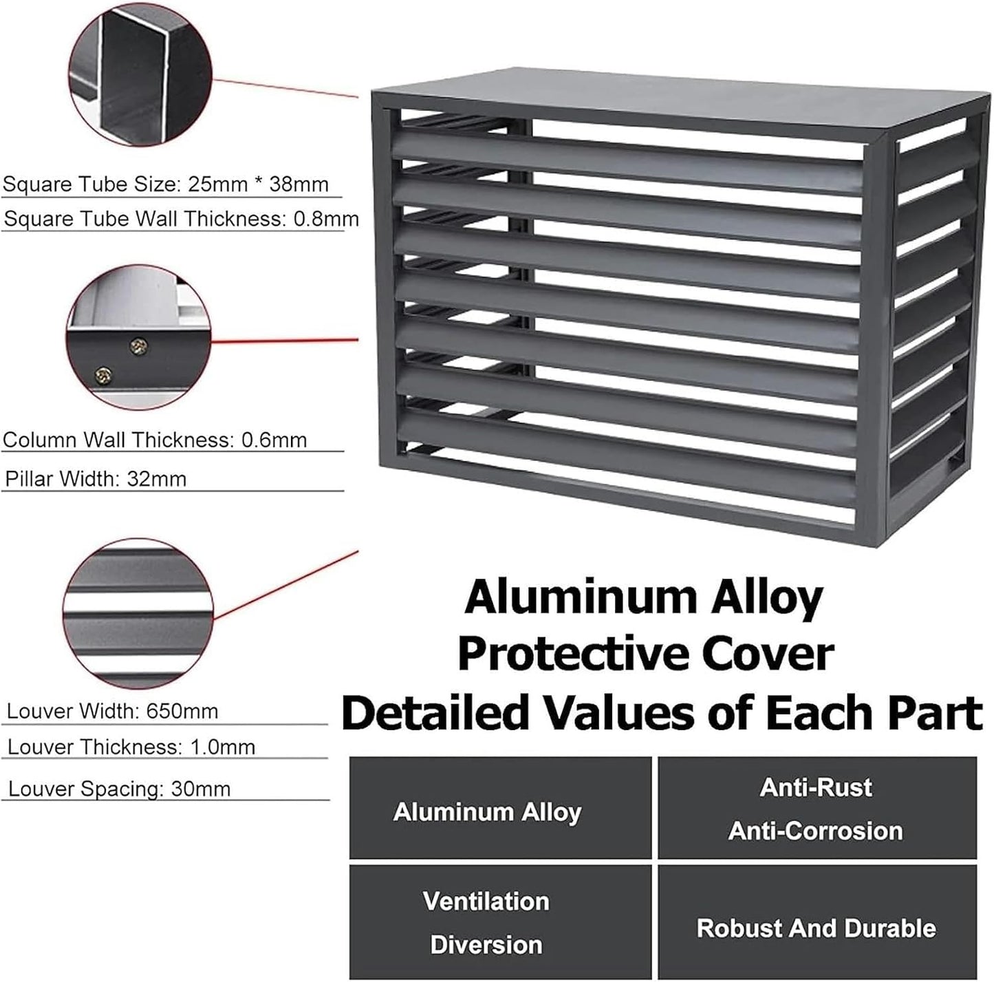  Housse De Protection Pour Climatiseur Extérieur En Aluminium - Protection Contre Les Intempéries Pour Climatisation Et Pompe à Chaleur - Idéale Pour Les Unités Extérieures (couleur)