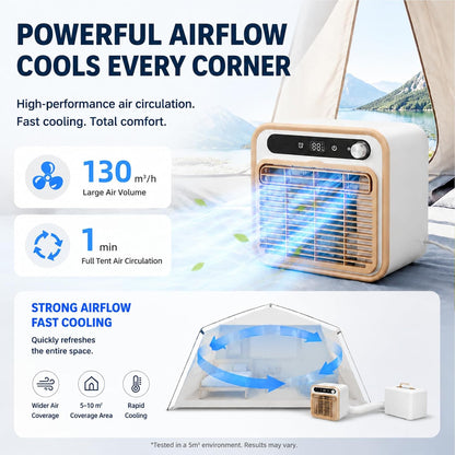  Climatiseur Portable 5000 BTU, AC Mobile Pour Tente 1m | Modèle Split Silencieux, Refroidisseur D'air Intelligent Avec Option Tuyau 1m/1.5m/2m, Minuterie 12H Bureau