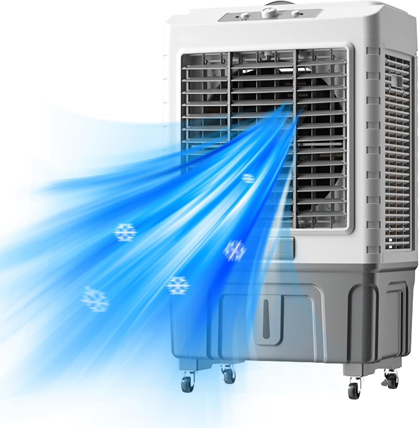  Ventilateur Refroidisseur D'air Par évaporation Commercial, Refroidisseur D'air Portable à 3 Vitesses Avec Oscillation à 120°, Climatiseur 3 En 1, Grand Réservoir D'eau P