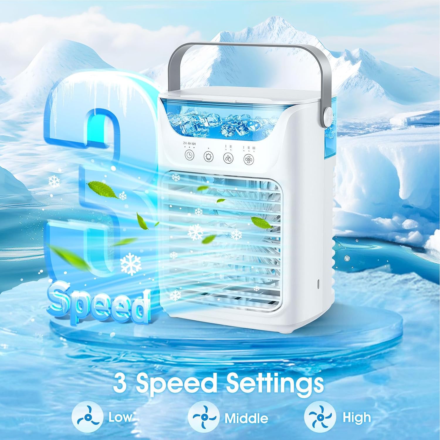  Mini Climatiseur Portable 700 Ml Réservoir, Refroidisseur à Air USB Avec 3 Vitesses De Vent, Poignée