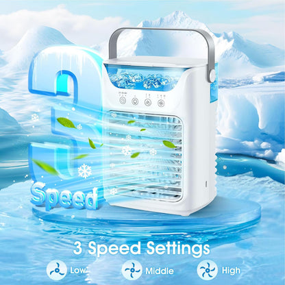 Mini Climatiseur Portable 700 Ml Réservoir, Refroidisseur à Air USB Avec 3 Vitesses De Vent, Poignée