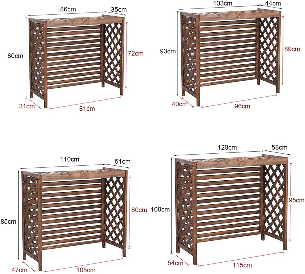  Écran De Protection Pour Climatiseur, Unité De Condensation, Housse Extérieure En Bois Pour Climatiseur, Support De Fleurs à Persiennes, Bois Massif/anticorrosion