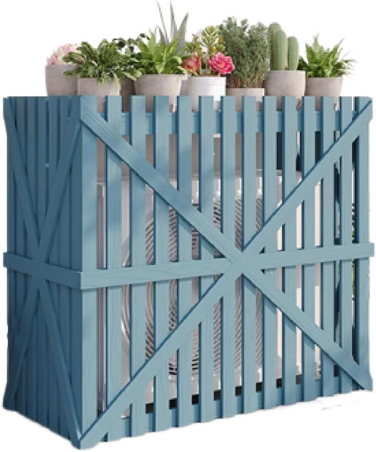  Housse En Bois Pour Climatiseur Extérieur, Protection Contre Le Vent Et Le Soleil, Facile à Installer Pour Terrasse Et Espaces Extérieurs (bleu, 120 X 60 X 105 Cm)