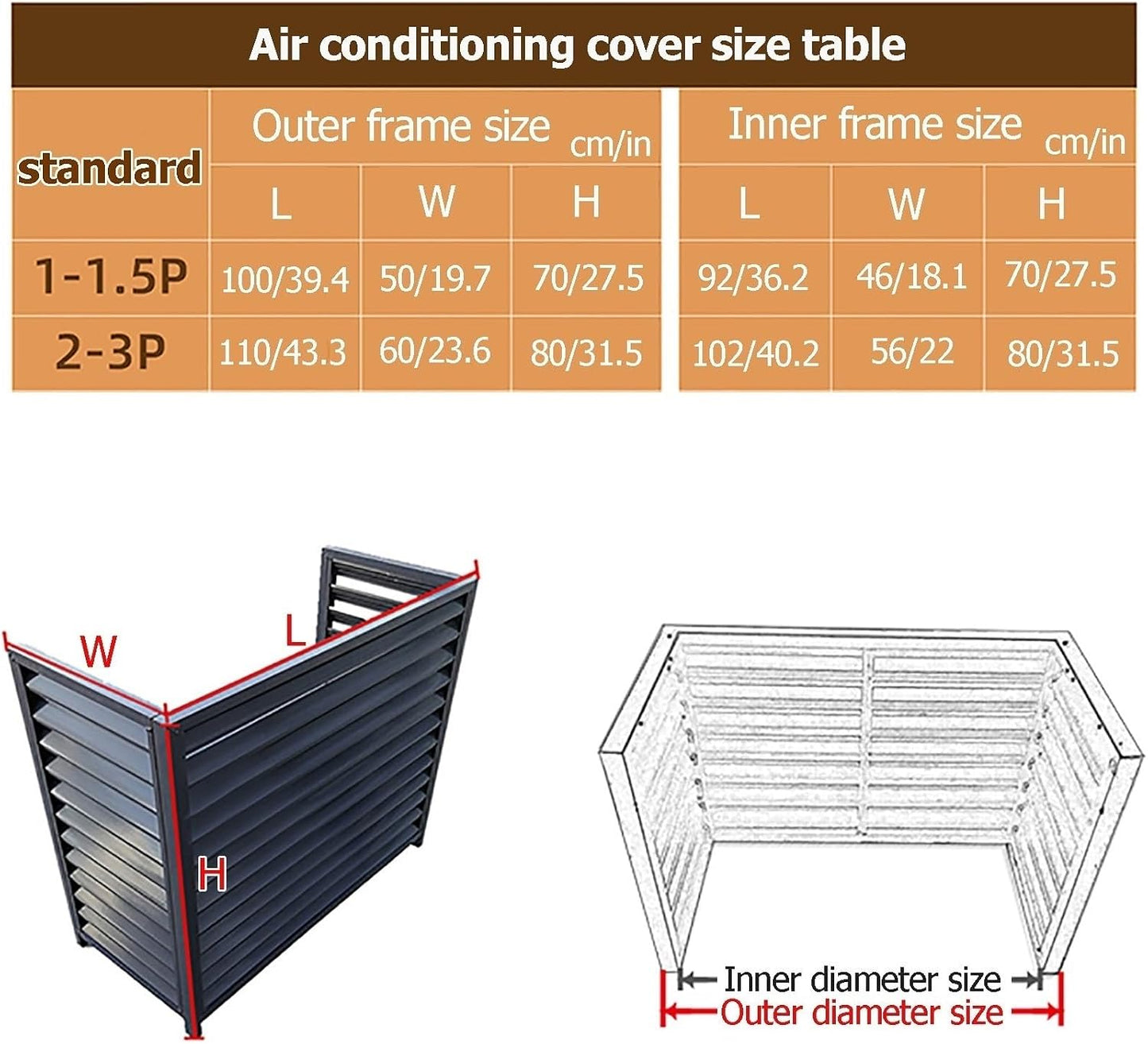 GENERIC Housse De Protection En Aluminium Pour Climatiseur – Clôture Décorative Pour Extérieur – Grille De Protection Pour Pompe à Chaleur – Pour Cour Et Terrasse