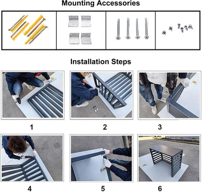  Housse De Protection En Aluminium Pour Climatiseur Extérieur - Pour Pompes à Chaleur 1,5P/2 ~ 3P/5P - Résistante Aux Intempéries - Protection En Feuille Pour Unités Extérieures (blanc, 110 X 60 X 80
