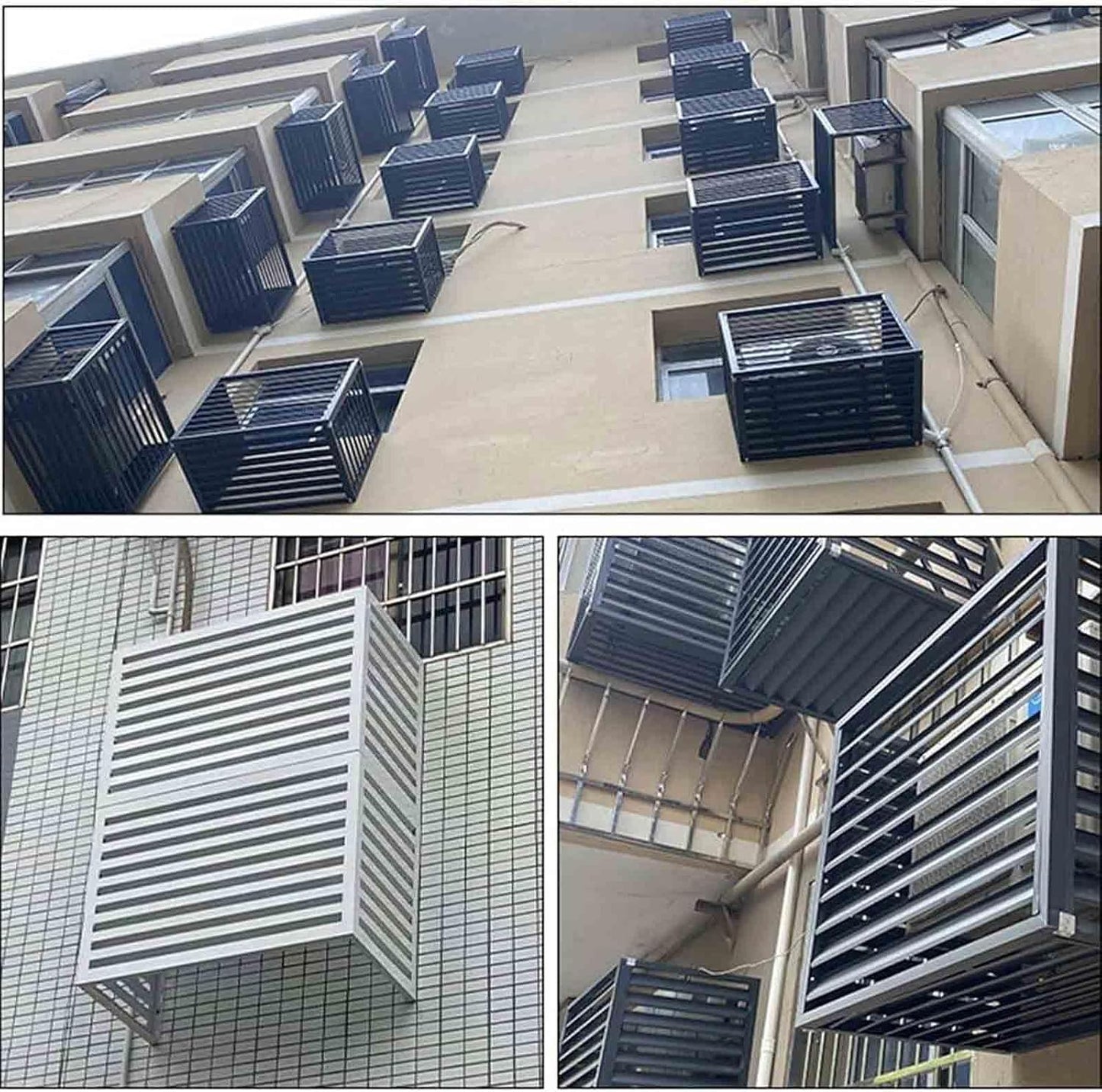 GENERIC Housse En Aluminium Résistant Aux Intempéries Pour Climatiseur - Protection Extérieure - Décoration - Réduction Du Bruit - Boîte De Pompe à Chaleur - Abri Pour Unité De Climatisation