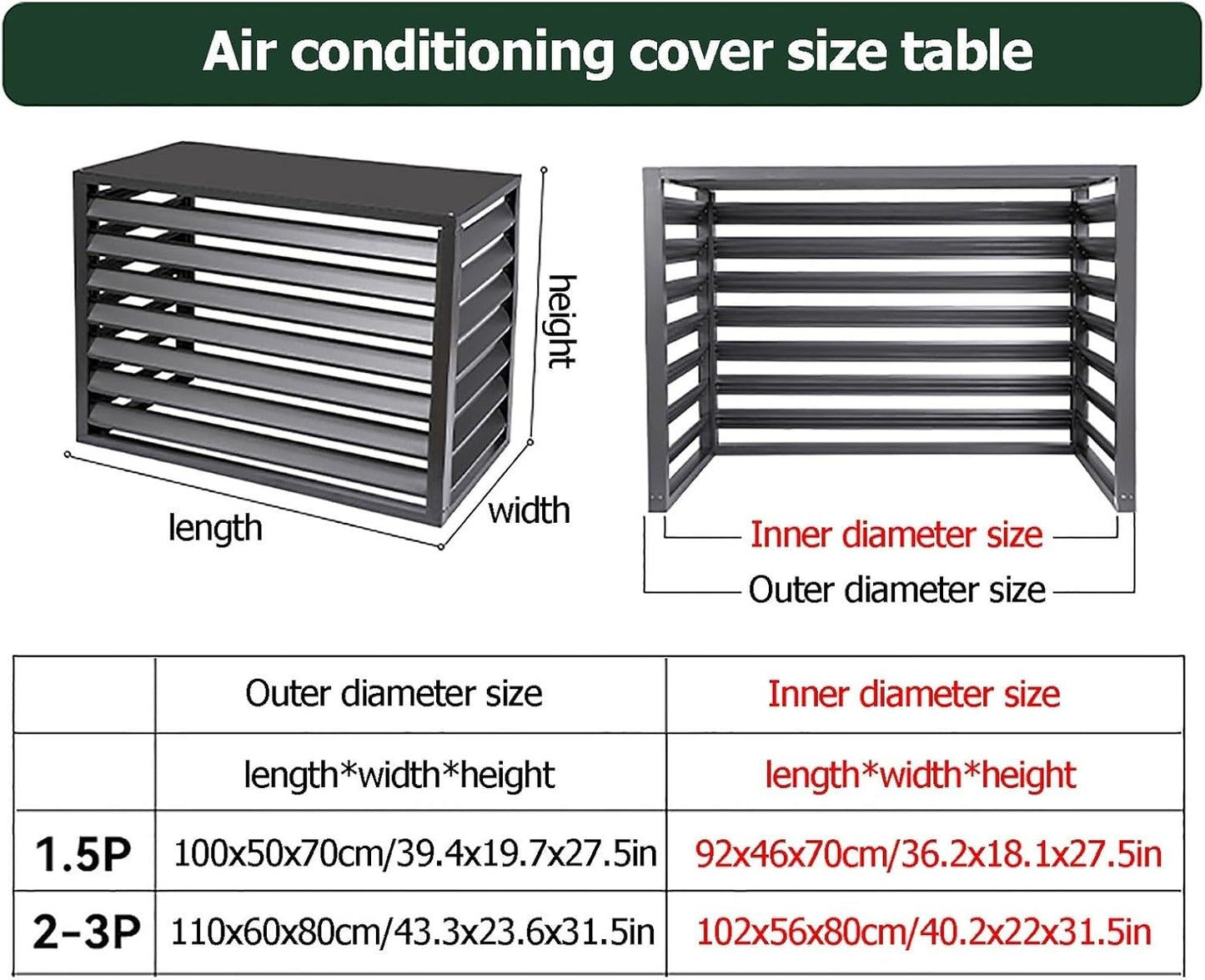 GENERIC Écran De Protection Pour Climatiseur En Aluminium - Clôture D'intimité élégante Pour Climatiseur - Protection Pour Pompe à Chaleur - Solution De Rangement Extérieure